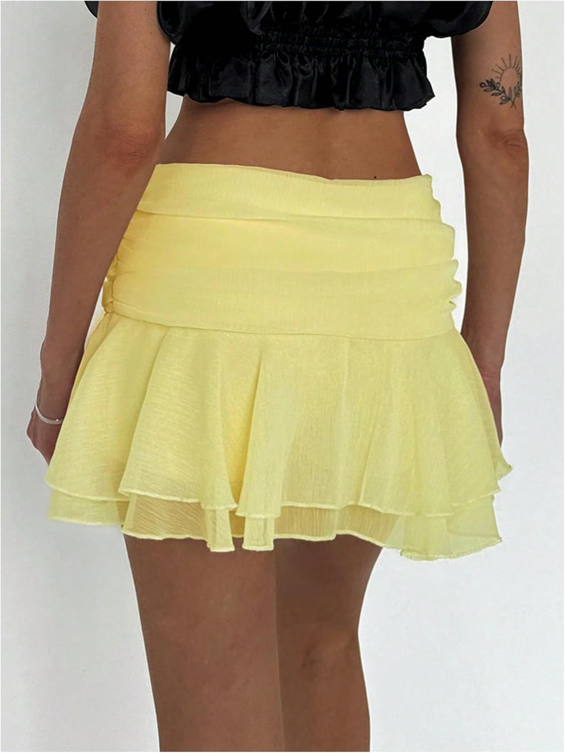 MakeMeChic Women's Ruffle Mini Skirt Tiered Layer Mesh Sheer Flared Rave Party Skirts - Image 3
