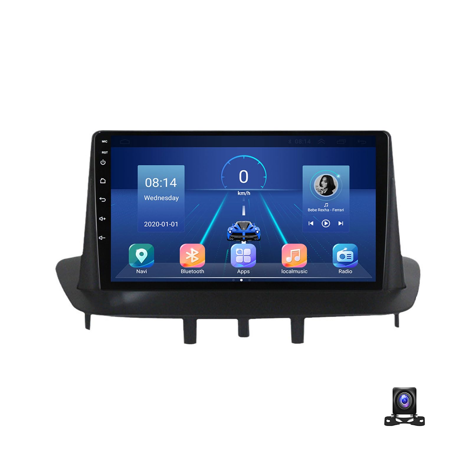 Autoradio 2 Din Megane 3 compatible Android Auto avec caméra de recul intégrée