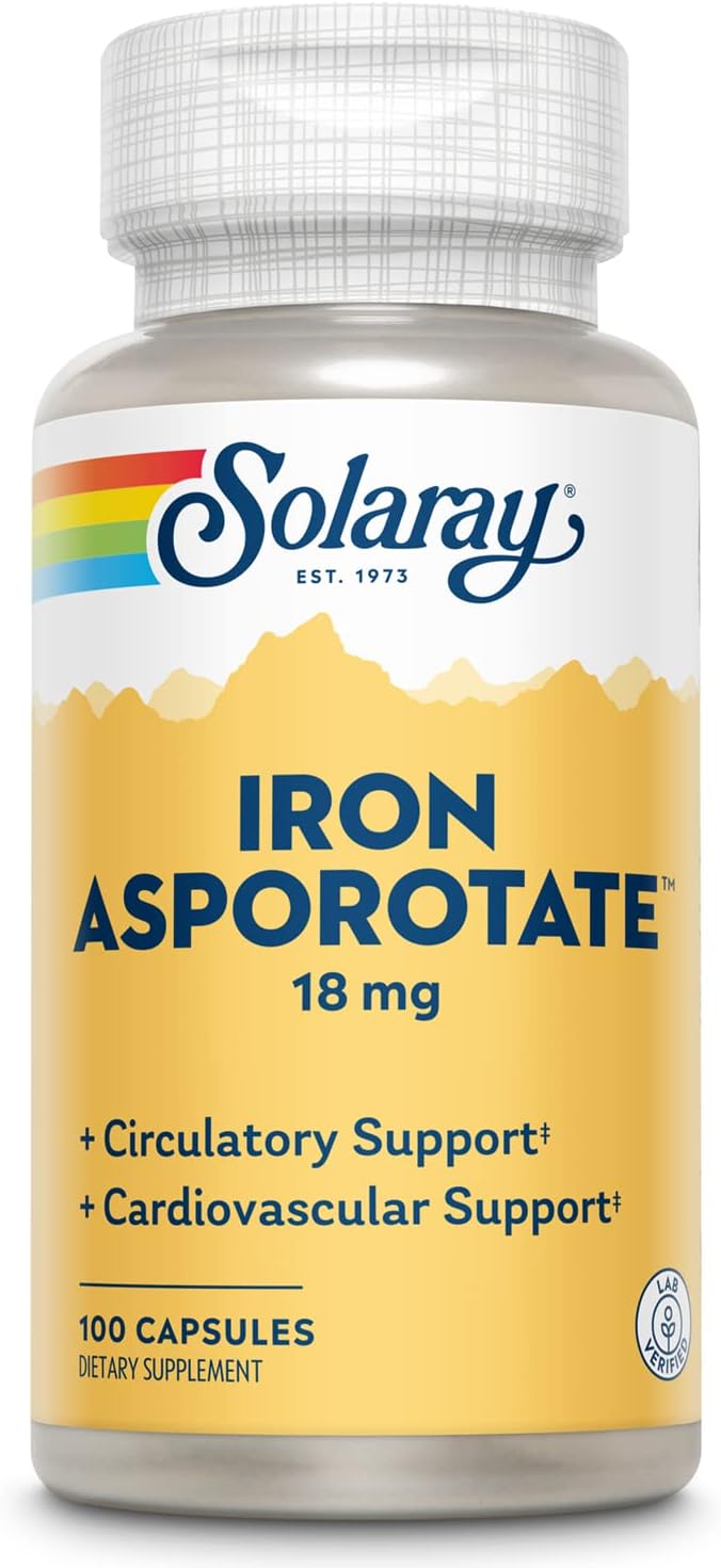 Iron Asporotate Capsules, 18 mg -100 Count