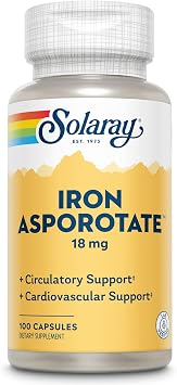 Solaray Iron Asporotate Capsules, 18mg | 100 Count