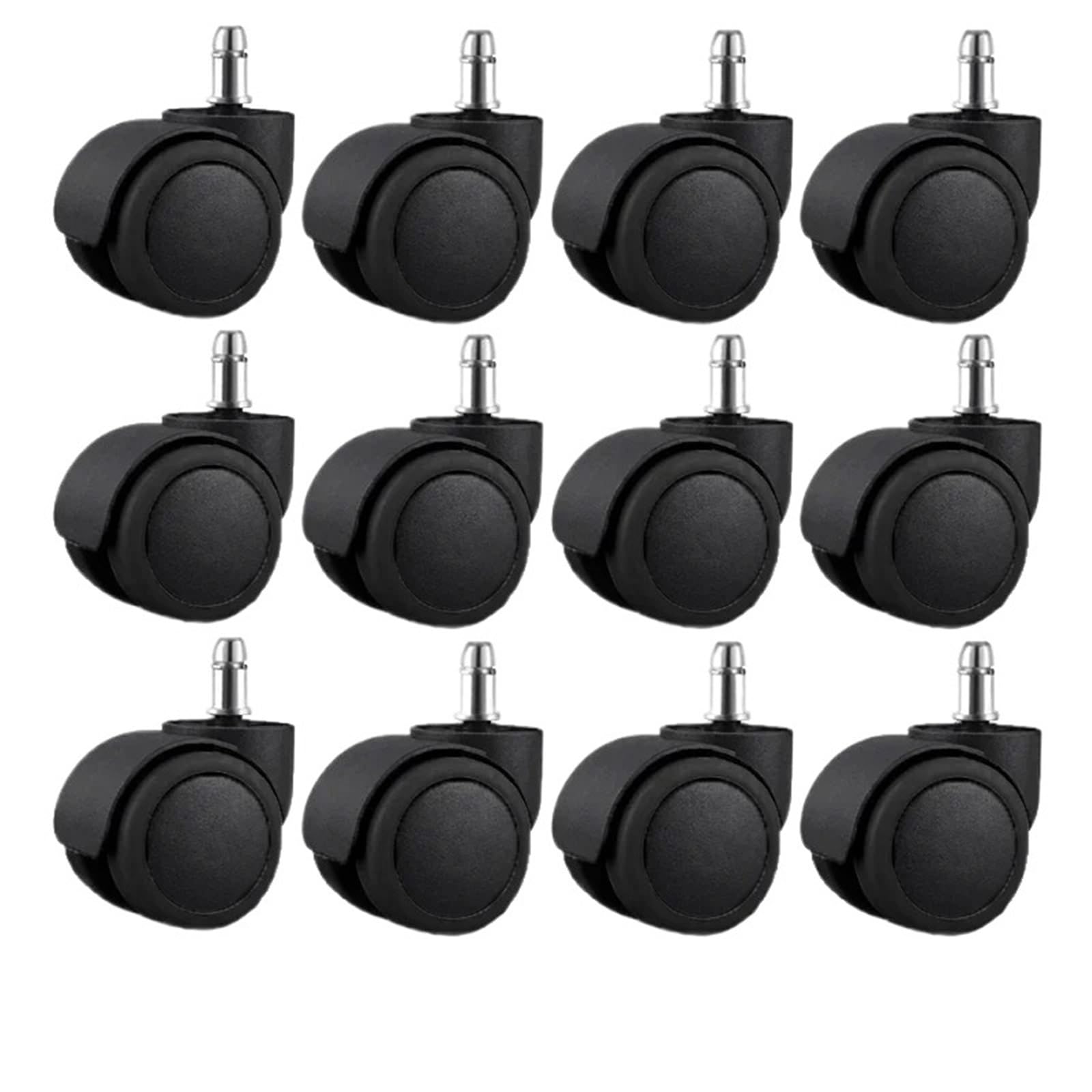 Caster Wheels, 12pcs Universal Chair Wheel Casters 360° Rotating Heavy Duty Furniture Wheels Caster Rubber Rollers Home Office Hardware Accessories