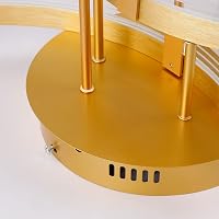 Becailyer Modern LED Mennyezeti Lámpa Távirányítóval, Dimmelhető Arany 2 Körös Plafon 8