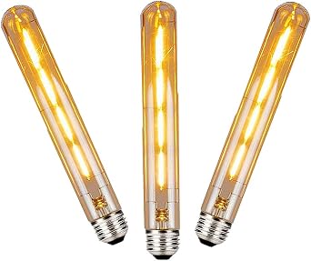 3 Pack Long Tube LED Bulb Edison Retro Vintage Decorative Tube Light Bulbs E27 4W Replace 40W Screw Halogen Bulb T30 E27 Filament LED Bulbs Warm White 2700K AC 220-240V 225mm [Energy Class A]