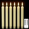 DRomance Battery Operated Flameless Taper Candles with Remote and Timer 6 Pack Plastic 3D Wick LED Flickering Taper Candles Dinner Wedding Holiday Home DecorIvory, 0.78 D x 8.3 H