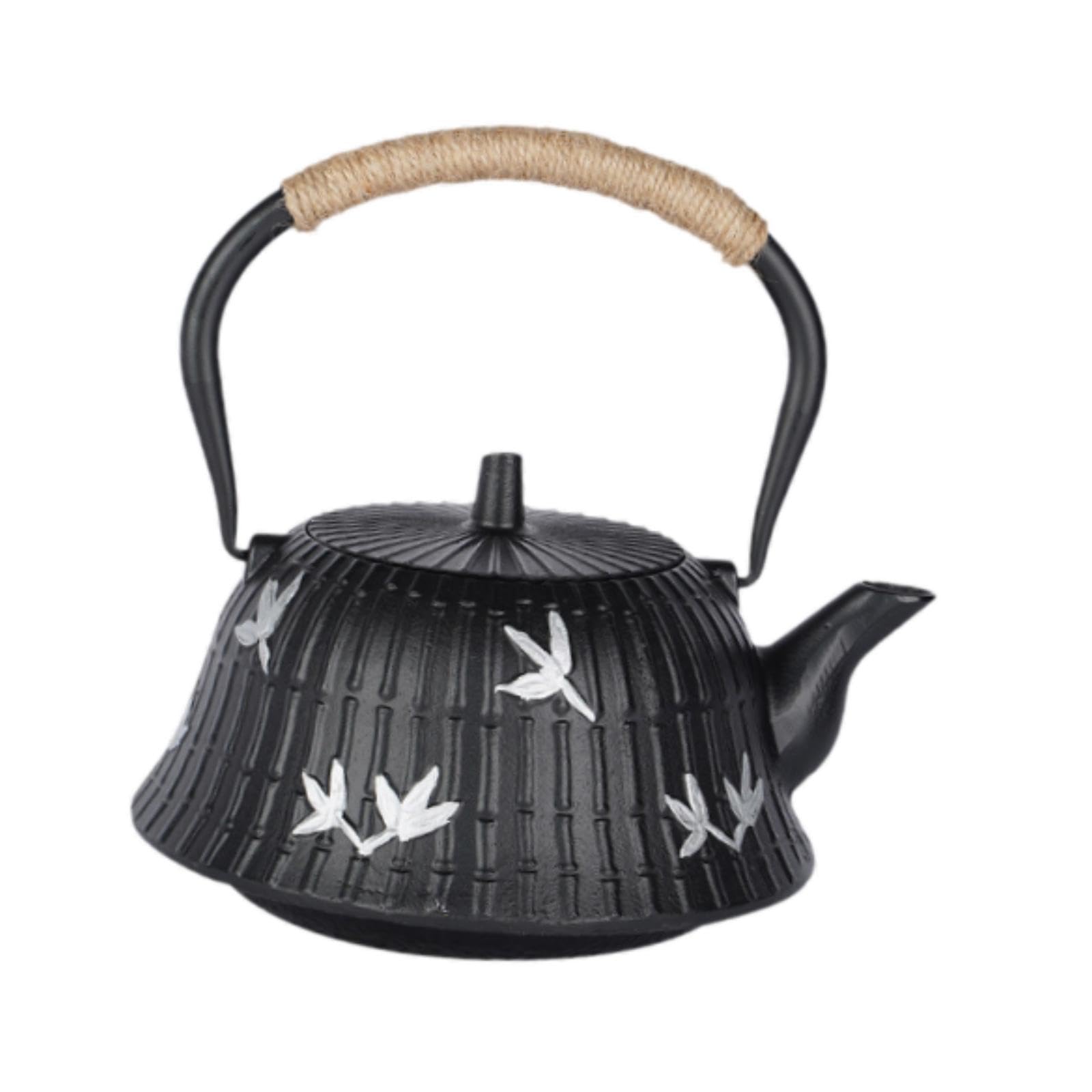 Tetera Tetera de Hierro Fundido Tetera Tradicional para Té Tetera Reforzada con Esmalte Uso Resistente Material de Adecuada para Hotele, Líneas Verticales, Individual