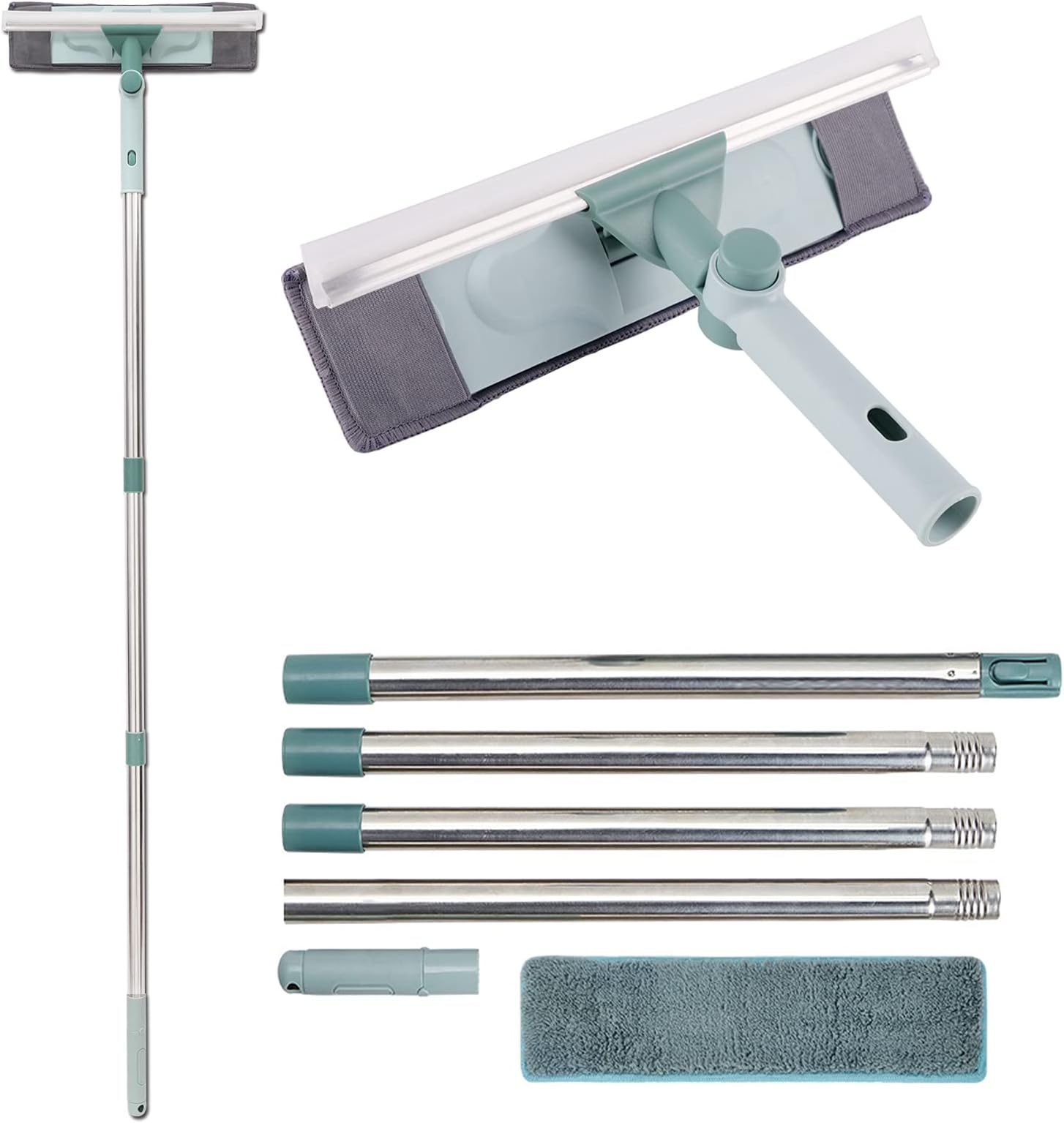Silikon-Fensterabzieher Mit Teleskopstiel – 88,9-165,1 Cm, Inkl. Besen, Für Fenster, Böden & Auto