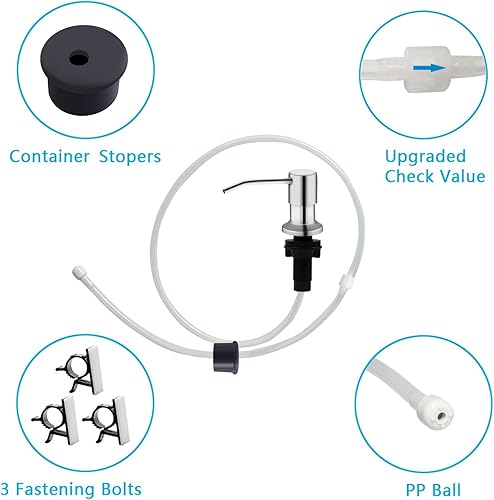 Miniatura 4 de Dispensador de jabón para fregadero de cocina, bomba dispensadora de jabón de encimera de níquel cepillado, tubo de extensión de silicona de 47