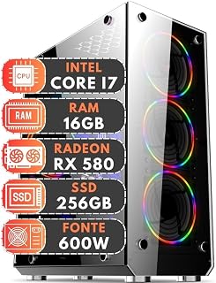 PC Gamer Intel Core i7 10ª Geração 16GB RAM Radeon RX 580 8GB SSD 256GB 600W 3green Extreme 3E-035