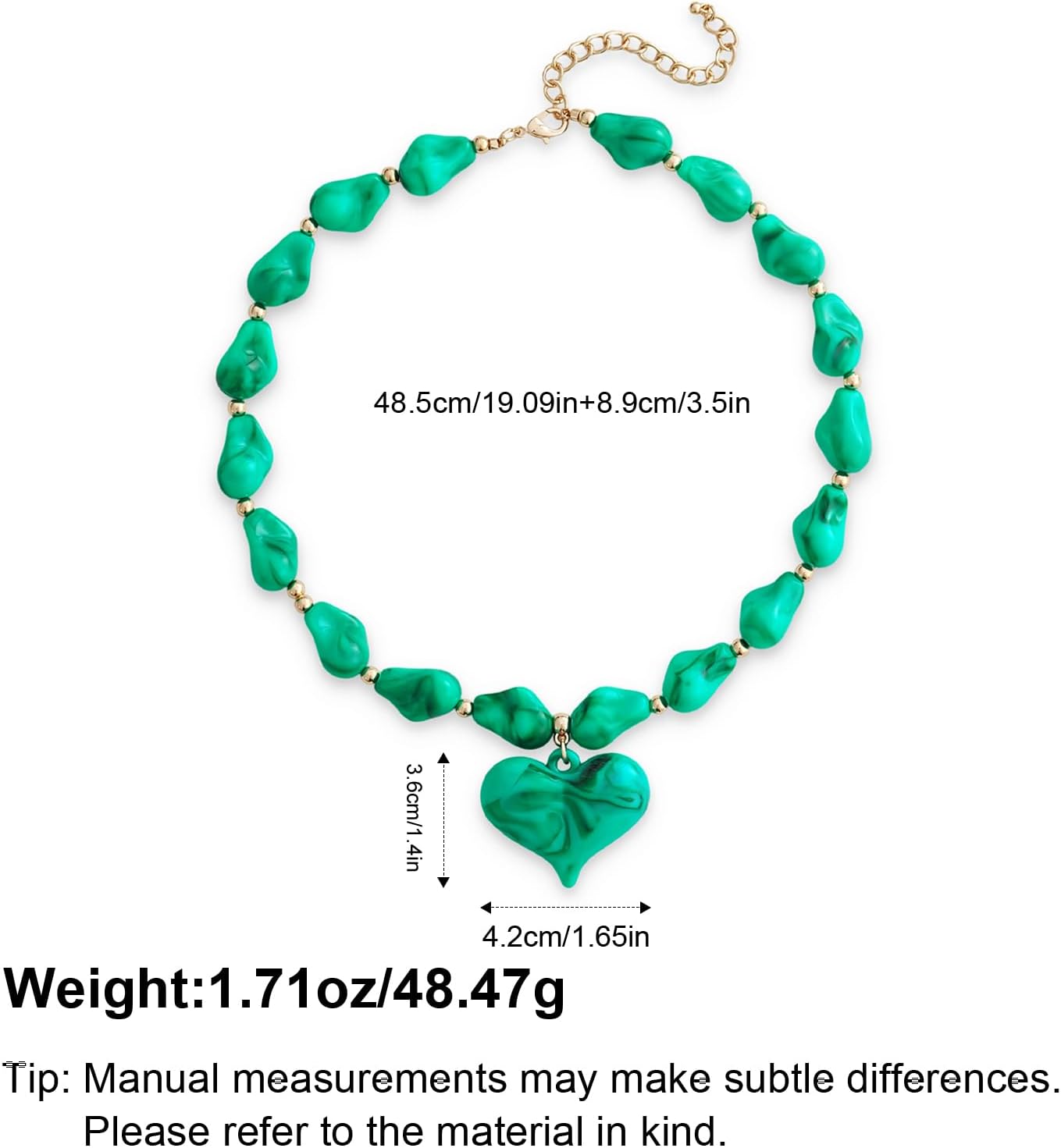 Large Acrylic Heart Necklaces for Women Chunky Puffy Heart Pendant Necklace Exaggerated Statement Love Beaded Choker Necklace Jewelry - Image 7