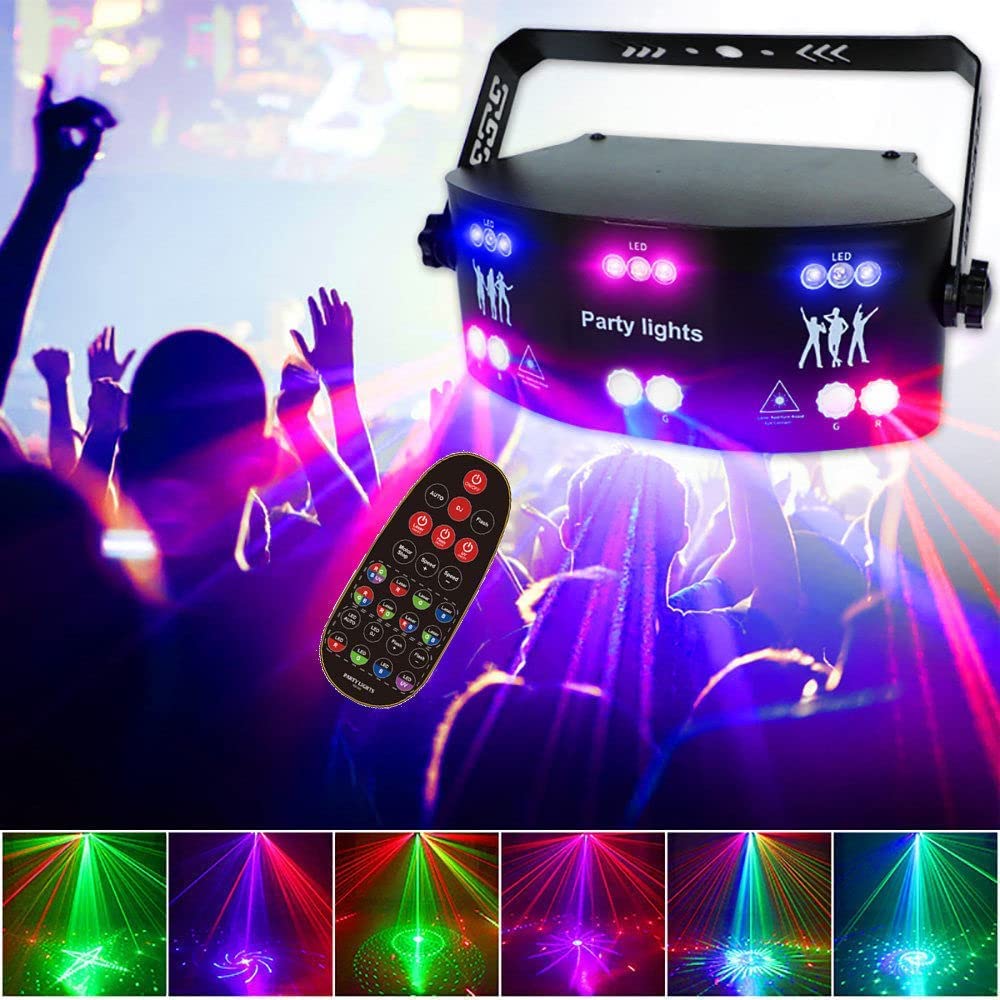 Luces estroboscópicas LED activadas por sonido de 15 ojos con control remoto, luces de discoteca para DJ, luces de fiesta para fiestas, hogar, Navidad, cumpleaños, karaoke, karaoke, bar