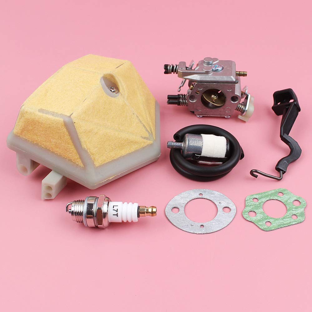 HAOHAO Carburador de Carb Compatible with Husqvarna 55 Filtro de Combustible 51 Estrangulador de Líneas Aéreas de Rod Junta Bujía Motosierra reemplazo del Recambio