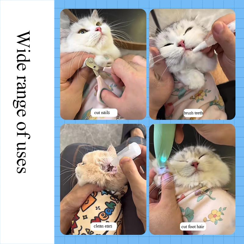 Image of Cat Wrap for Cutting Nails, Cat Grooming Supplies for Anti-Scratch, Anti-Escape, Multifunctional Pet Swaddle Wrap Tool for Brushing Teeth,Feeding,Cleaning Ears (a)