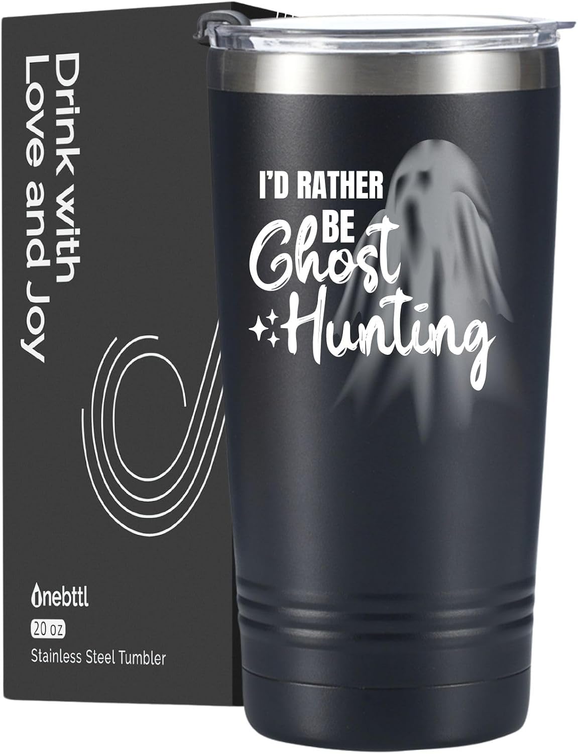 Onebttl Ghost Hunting Gifts for Men Women, I'd Rather Be Ghost Hunting, Birthday Gifts for Paranormal Investigator, Ghost Catcher, Ghost Lovers, Daughters, Sons, Stainless Steel Tumbler 20OZ