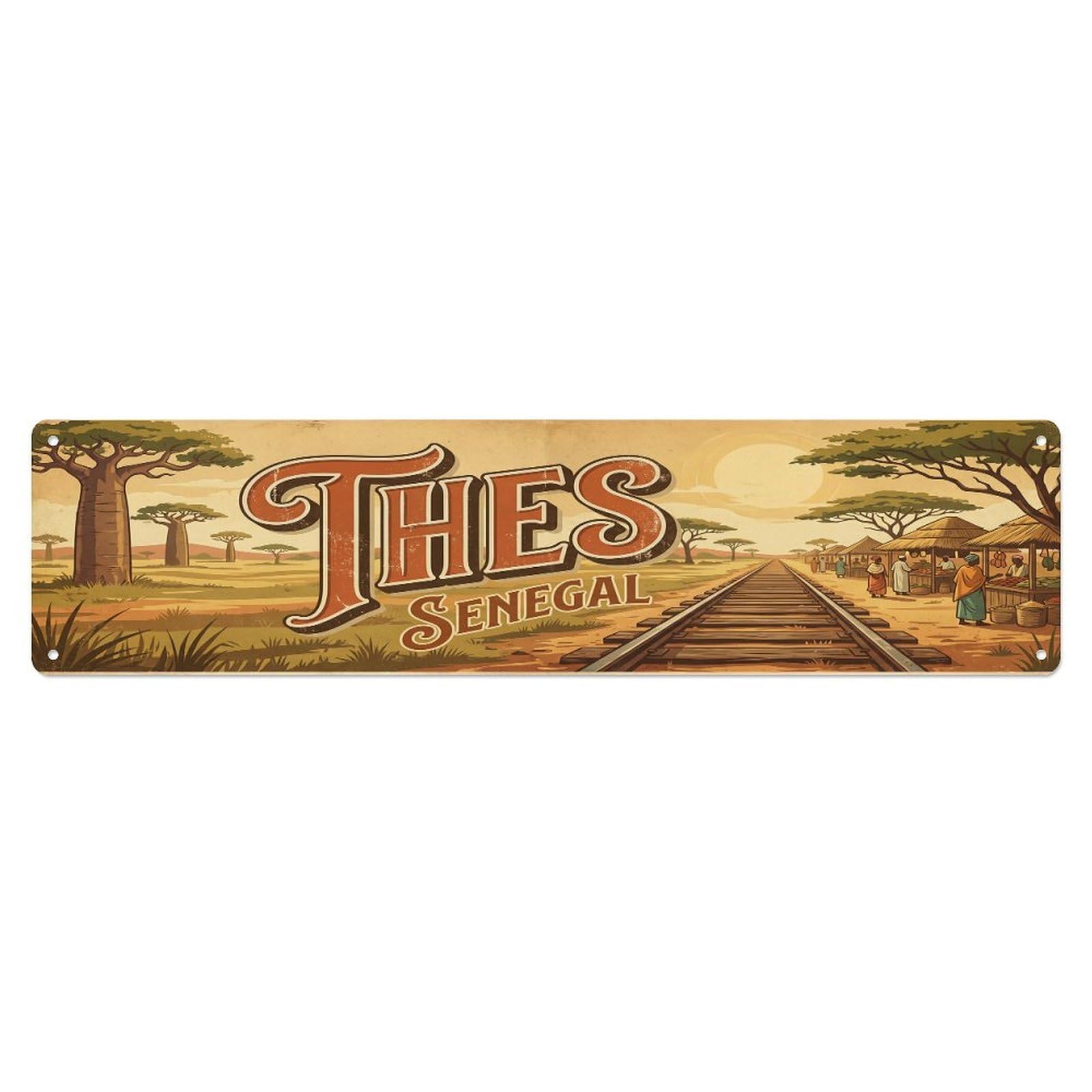 Vintage Travel Senegal Thies Metal Tin Sign