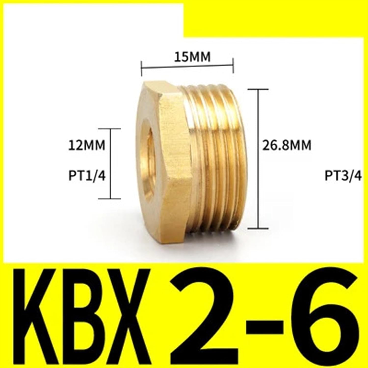 Brass Adapter Reducer Hexagon Bushing Bushing Male to Female Connector Fuel Water Gas Oil Connector 1/8" 1/4" 3/8" 1/2" 3/4" BSPT(KBX2-6)