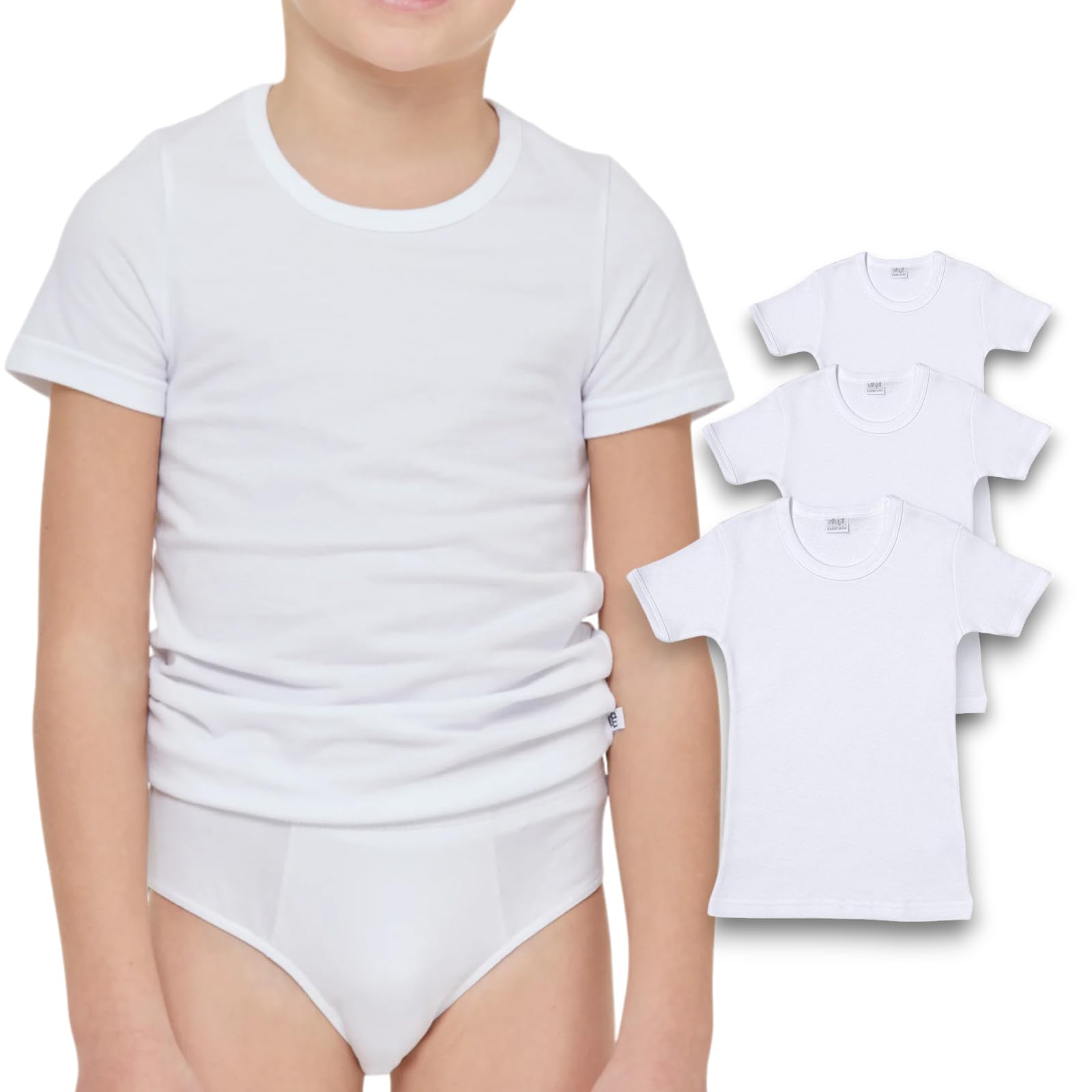 LADY·C LP - Ropa interior de bebé de manga corta y hombro ancho, de algodón cálido – Paquete de 3 – Elección entre camisetas o camisetas