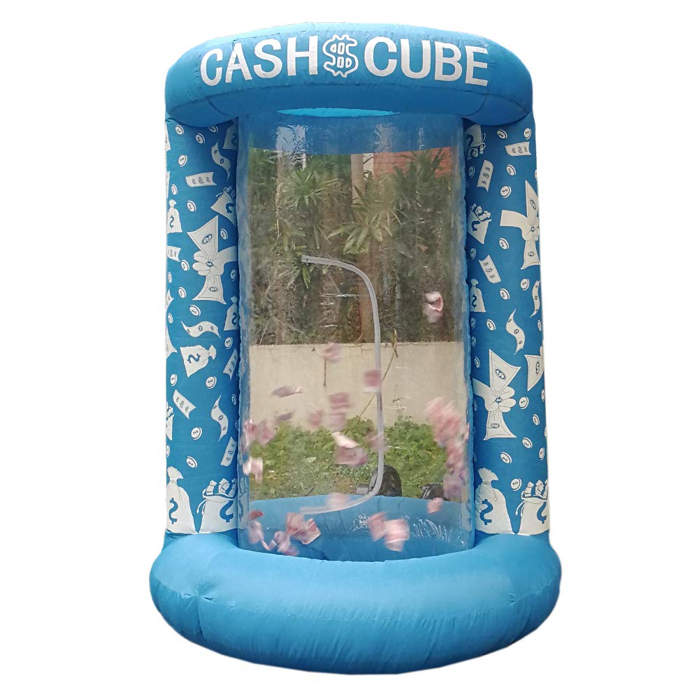 Photo 1 of Inflatable Cash Cube Booth for Advertisment, Inflatable Money Grab Machine for Event (No Blower Included) (Blue)