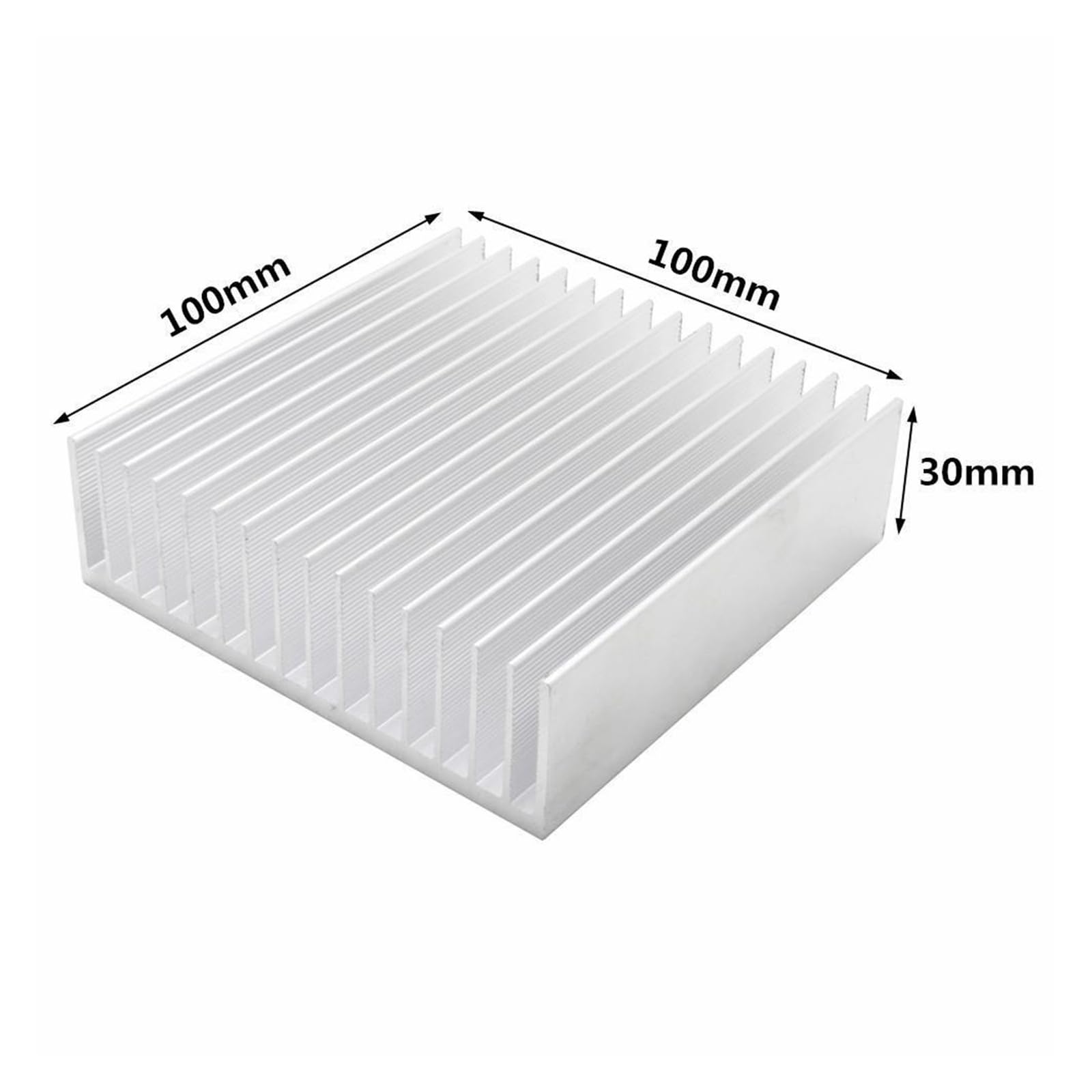 Dissipatore di calore in alluminio, dissipatore di calore per chip elettronico LED, dissipazione del calore con nastro termico (100 x 100 x 30 mm)