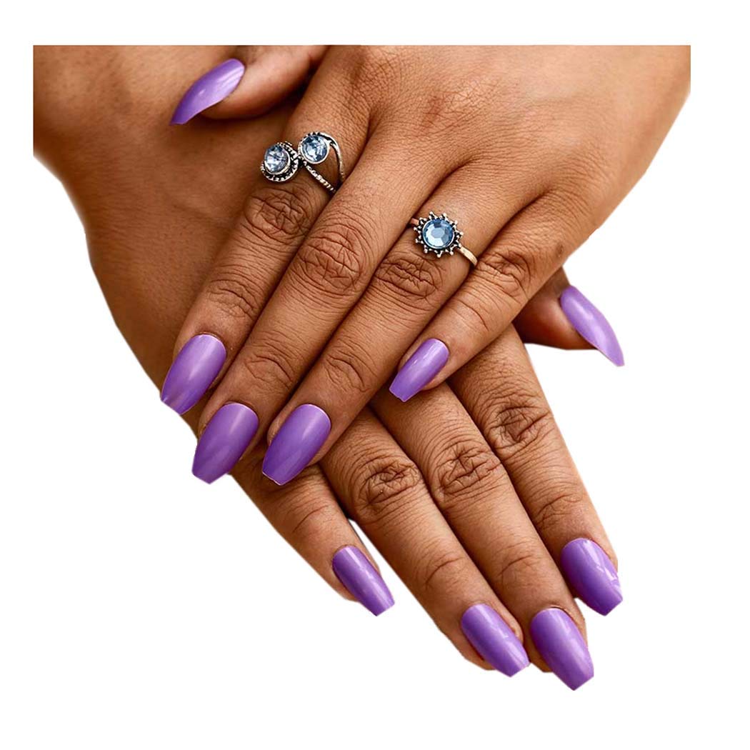 Amazon.com : Barode24Pcs Punk Fake Nails Coffin Nails Fashion Party Full  Cover False Nails for Women and Girls (Purple) : Beauty & Personal Care