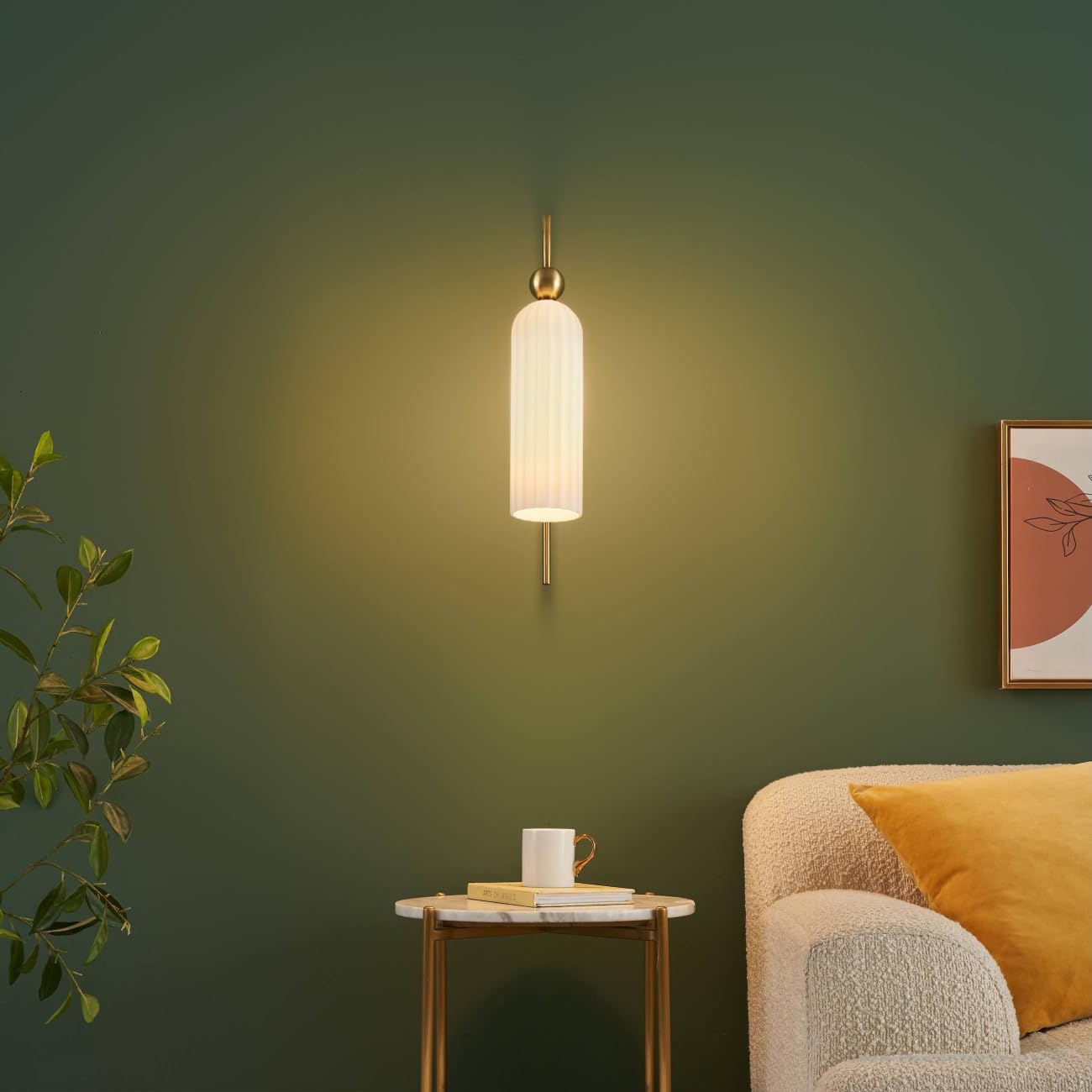 KOSILUM Leonora - Aplique campana dorada de cristal opal texturizado - Luz blanca cálida iluminación salón dormitorio cocina pasillo - 1 x max 40 W - E14 - IP20