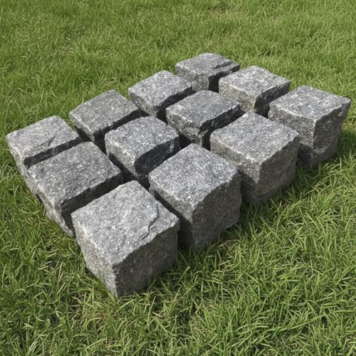 ピンコロ石 御影石 グレー 1丁掛 石 グレー御影石 庭 駐車場 約90×90×90mm 一丁 キューブ 12個のサムネイル