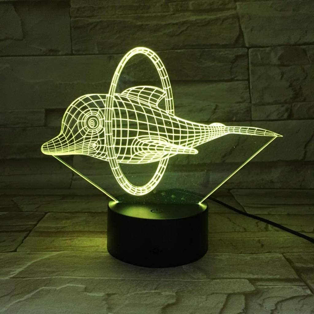 Veilleuse 3D à LED en forme de dauphin - 7 couleurs - Simple et moderne
