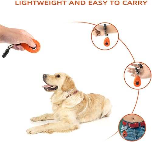 Miniatura 3 de yuntop Clicker de entrenamiento de mascotas de 4 piezas con correa para la muñeca y bolsa de entrenamiento de perros, clicker de entrenamiento para