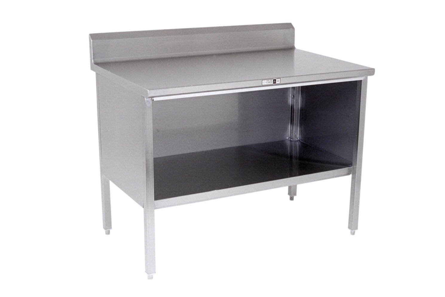 John Boos 140-26 14 Gauge Stainless Steel Enclosed Base Work Table with Open Front and 5