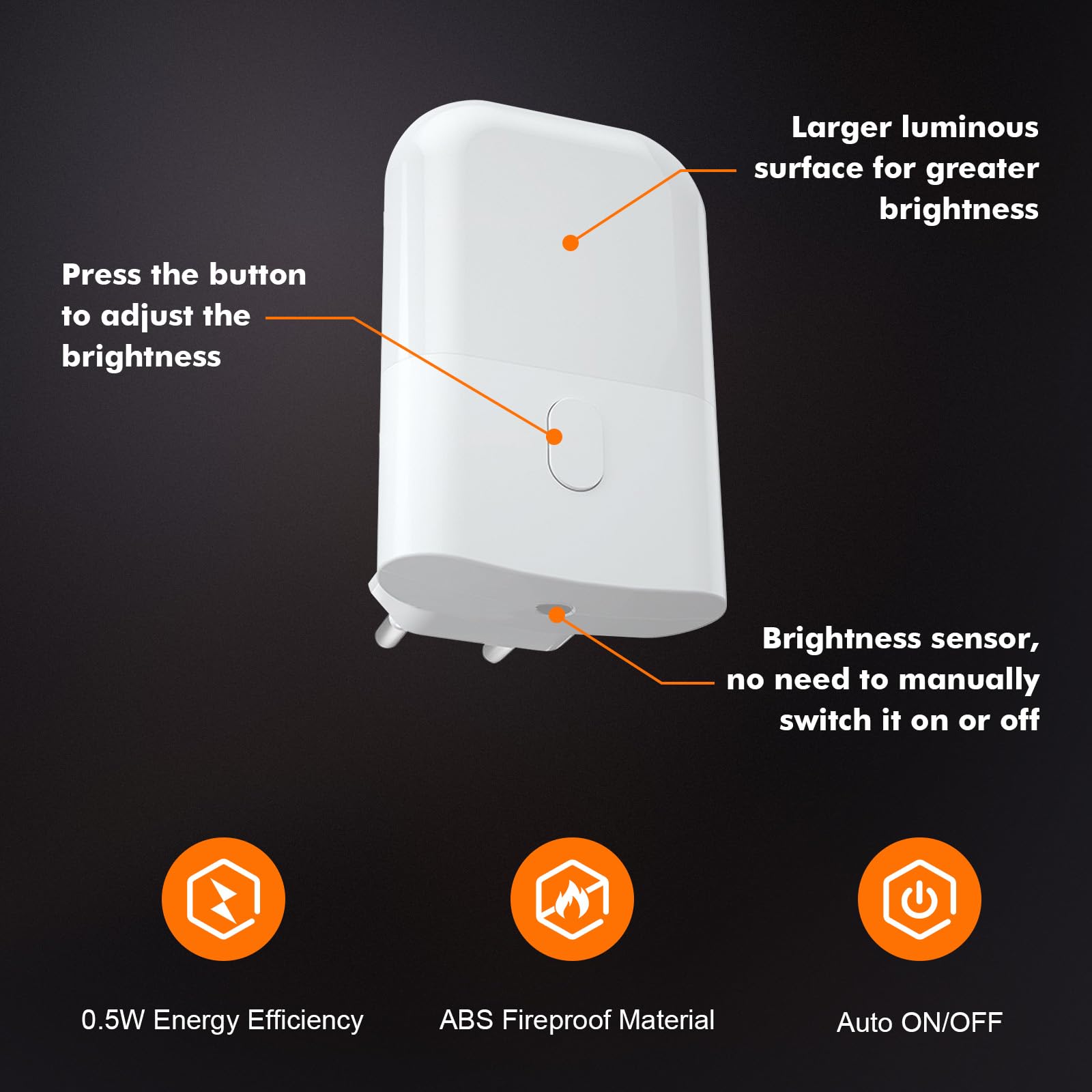 GRIFEMA GD101-1 Luz Nocturna Infantil 3 Niveles de Brillo Ajustables, Luz Nocturna con Sensor de Luz para Habitación de Niños, Baño, Pasillo, Cocina, Escaleras, 2700K Blanco Cálido