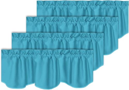 Miniatura 37 de Turquoize Cenefas de cortina opacas sólidas con bolsillo para barra festoneadas, paneles de cortina pequeños para ventana de