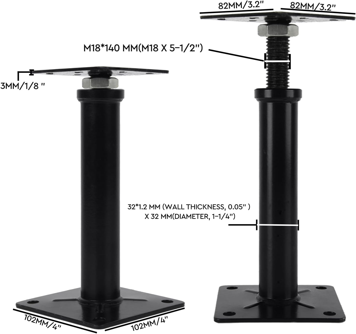 Adjustable House Floor Jacks for Leveling, Floor Support Stands Post Pole, Total 6173 lb Max Height Capacity, 7-3/4 in -12 in Height Range(4 Pack)