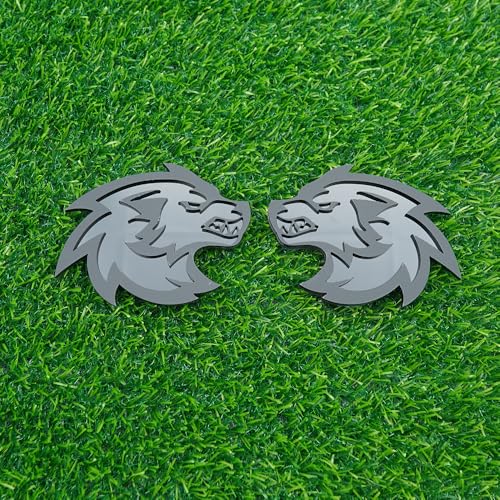 Image of Pair Set Wolf Car Emblem Badge Angry Eye Custom Truck Fender Side Rear Decal Sticker (Gray Black)