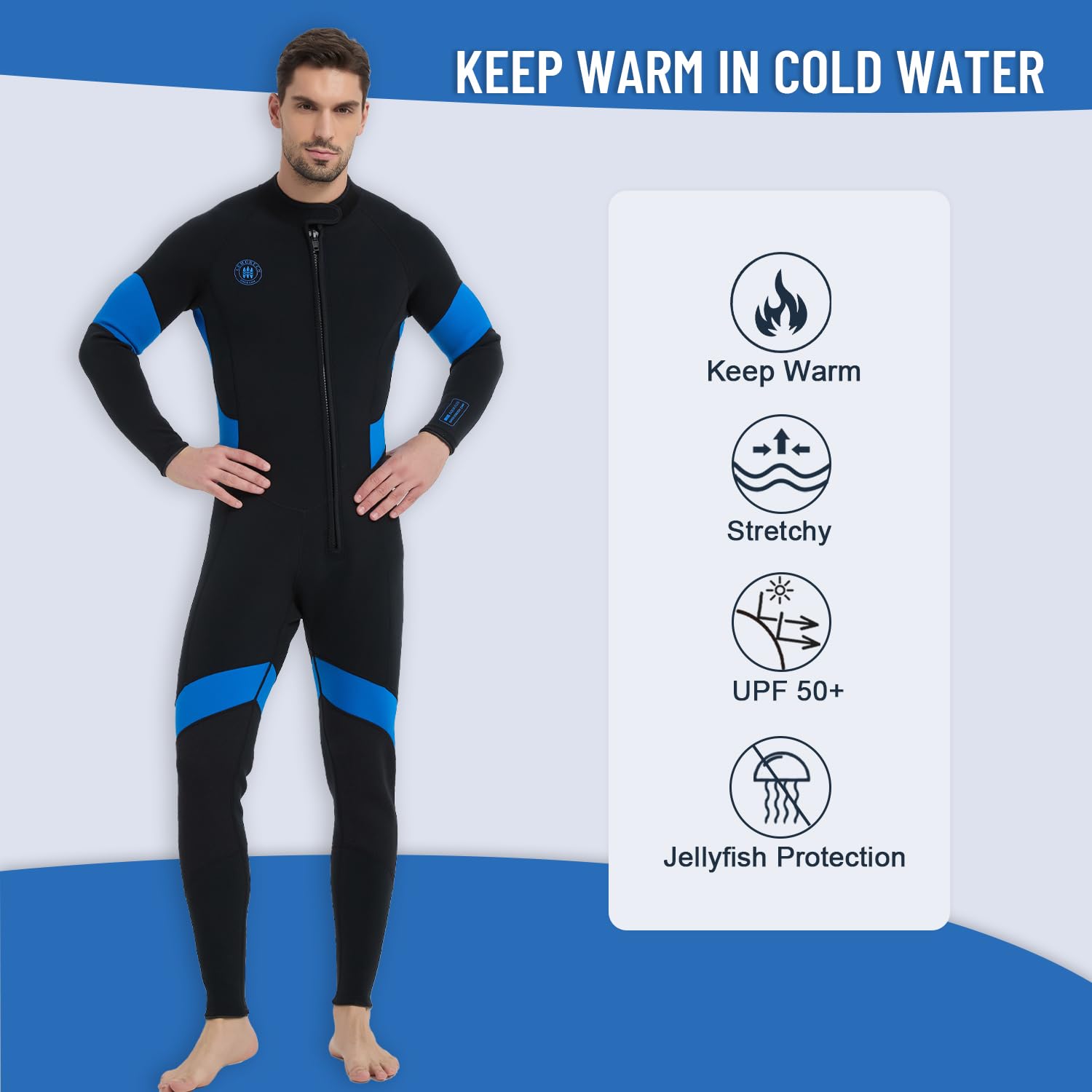 Lemorecn Mute bagnate per uomini e donne, mute da 2 mm in neoprene ultra elasticizzato per uomini e donne con cerniera frontale completa tuta subacquea per sport acquatici