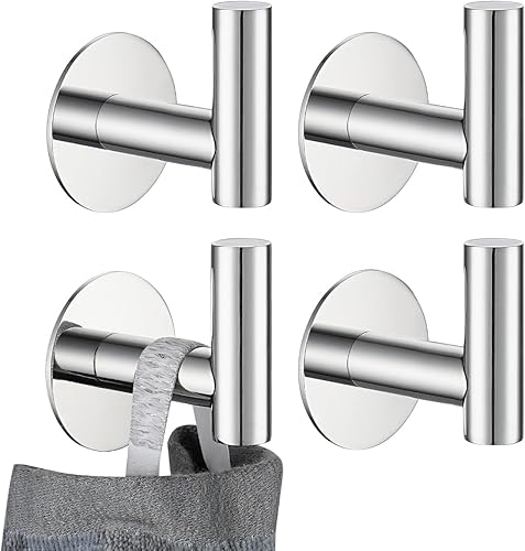 Vista 11 de JQK ATH110-CH-P2 - Gancho de pared autoadhesivo para toallas, cromado, sin taladro, para baño, cocina, garaje, paquete de 2, acero inoxidable 304