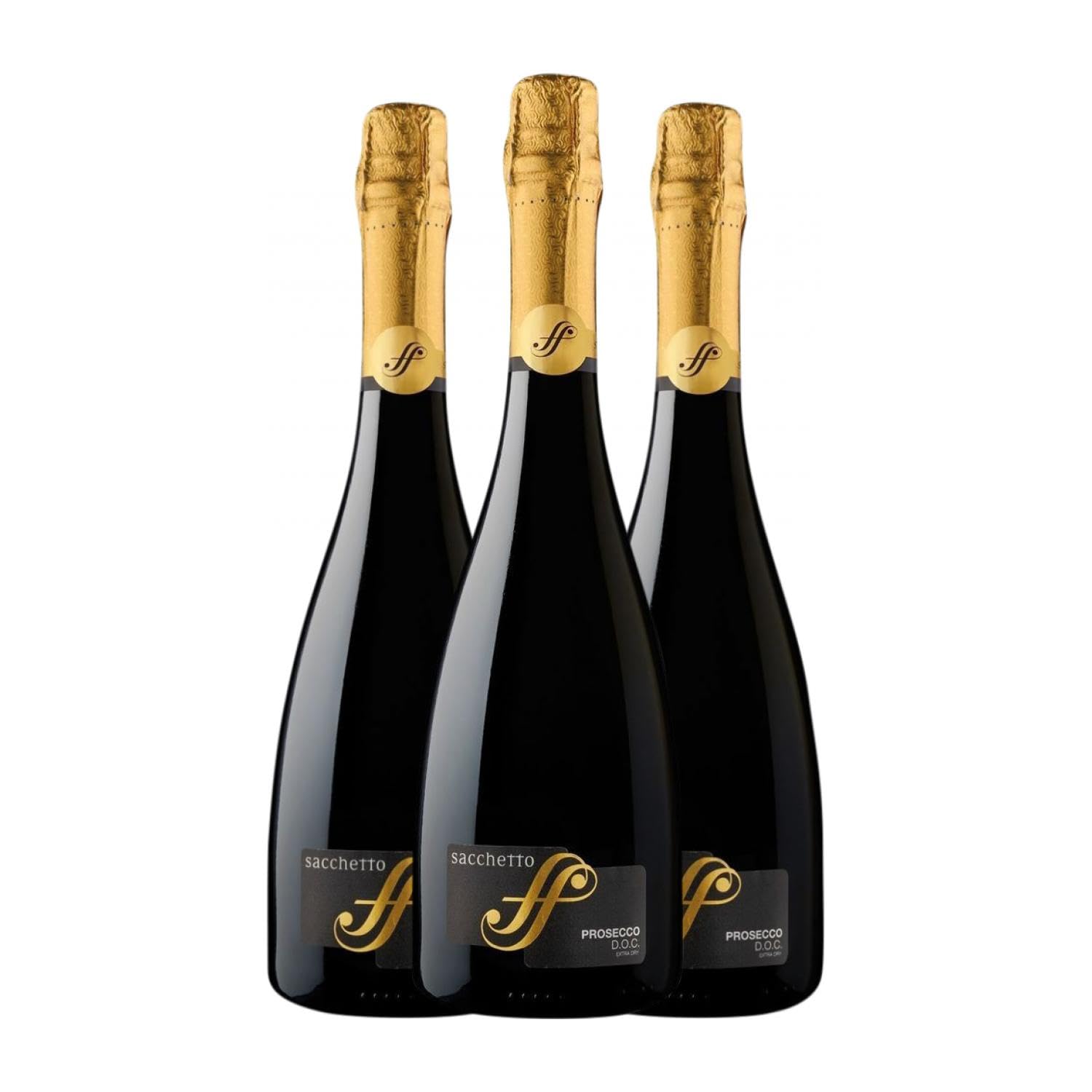 Sacchetto Spumante Extra Dry Glera Extra Seco Prosecco 75 cl Espumoso blanco (Caja de 3 Botellas de 75 cl)
