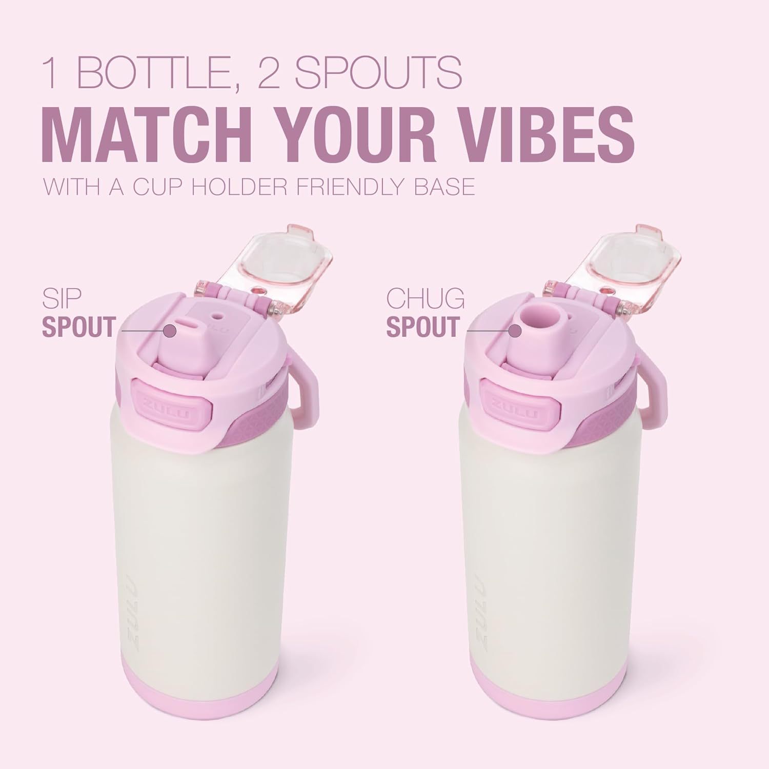 ZULU Powerfill Pro 18oz Kids Stainless Steel Water Bottle with Quick Fill Lid, Triple Wall Vacuum Insulated, Leak Proof Locking Lid, Sip & Chug, Reusable, BPA Free, Dishwasher Safe, Ivory Blush - Image 5