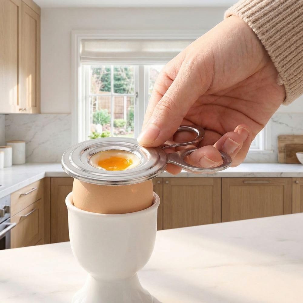 Stainless Steel Egg Cracker Topper Cutter - Effortless Egg Peeler Tool for Soft Hard Boiled Uncook Eggshell Separator Kitchen Removal Tool