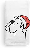 Vista 9 de Inkopious Toalla de mano decorativa con sombrero de Papá Noel, diseño de bulldog francés, decoración navideña para el hogar