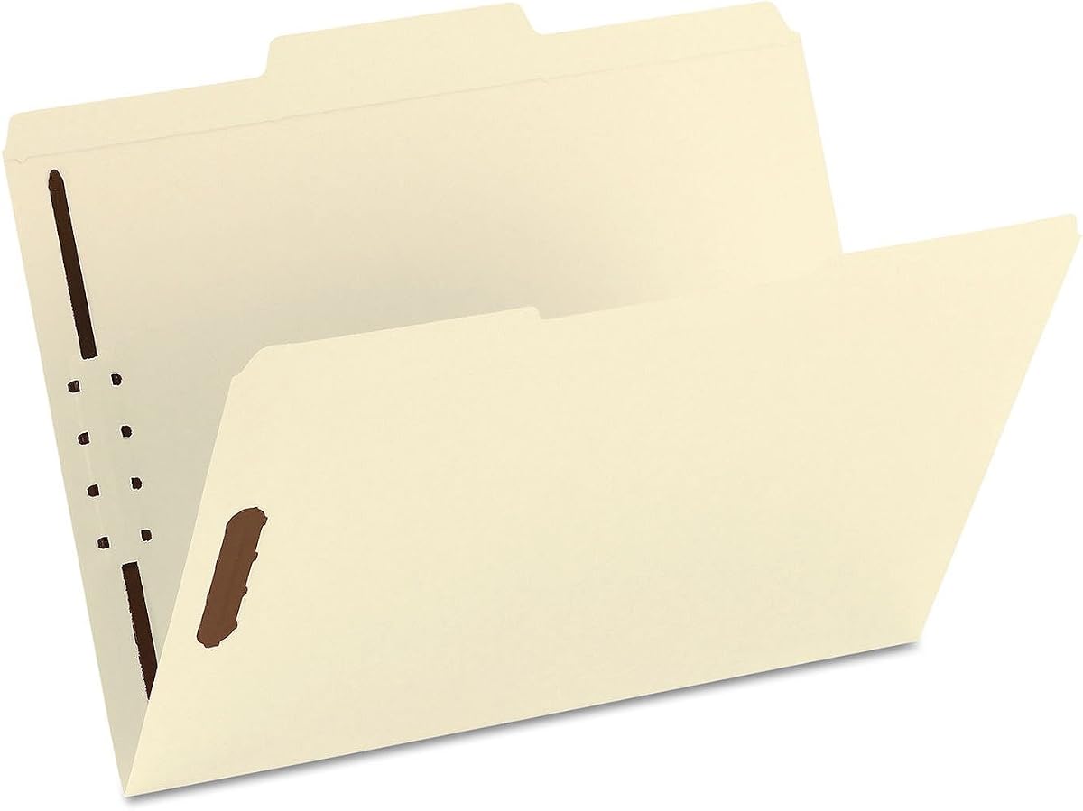 Fastener File Folder, Reinforced 1/3-Cut Tab, Letter Size, Manila, 50 per Box (14537)