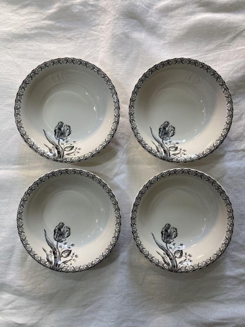 新品未使用 ジアン／GIEN チューリップ／ブラック シリアルボール4枚セット 新品未使用 ジアン／GIEN チューリップ／ブラック シリアルボール4枚