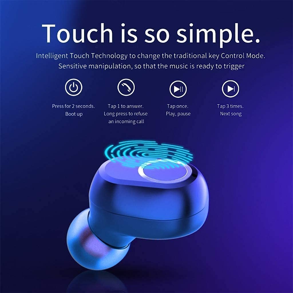 KANBUN Douszne słuchawki Bluetooth z lustrem, wciągający dźwięk basu, tryb Twin & Mono / mikrofony, do biegania, treningu, siłowni
