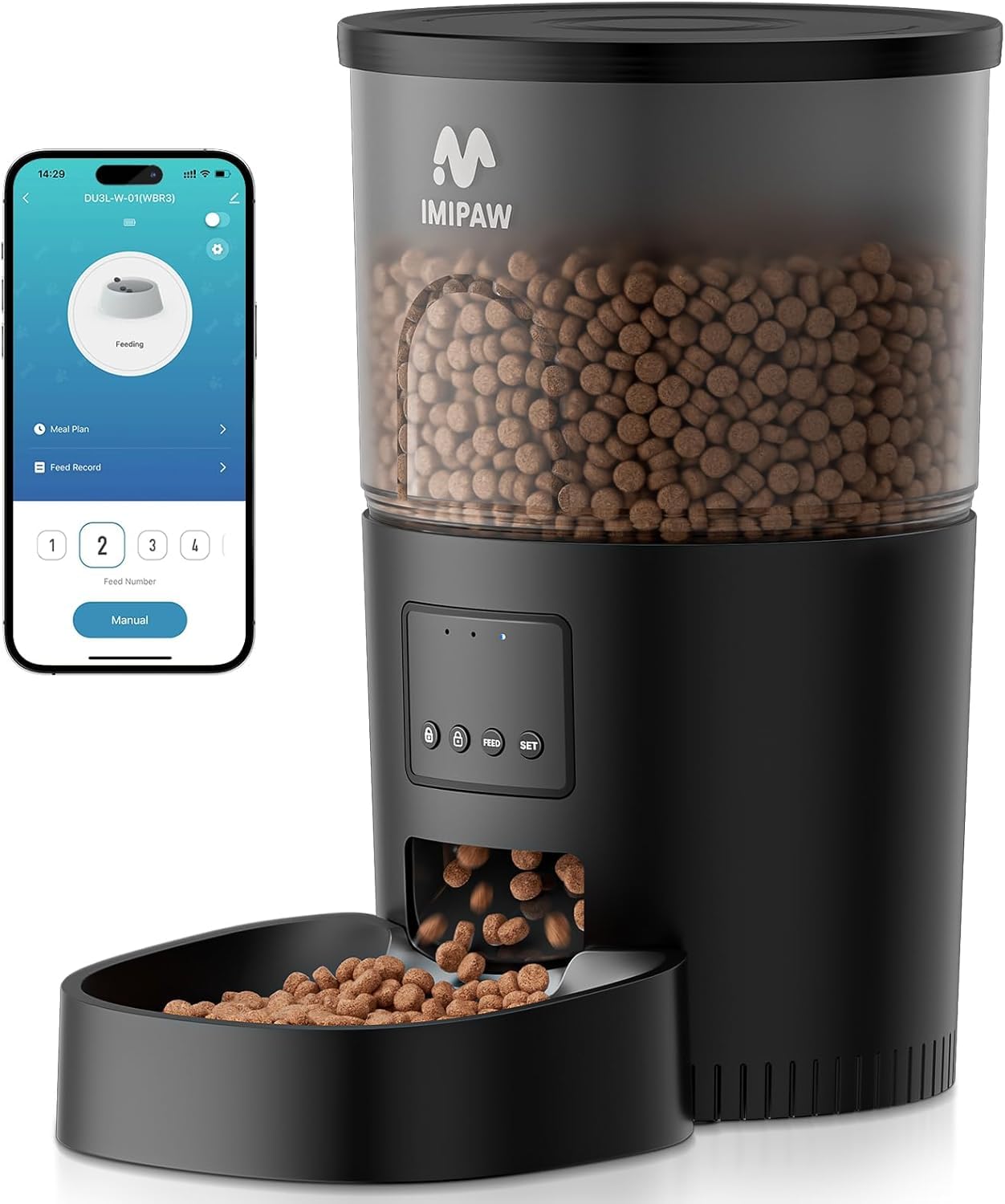 Automatic Cat Feeder, 2.4G | 5G WiFi, 3L Food Dispenser for Dogs, Cats with Customized Automatic Feeding Program, App Control, 1-10 Meals a Day