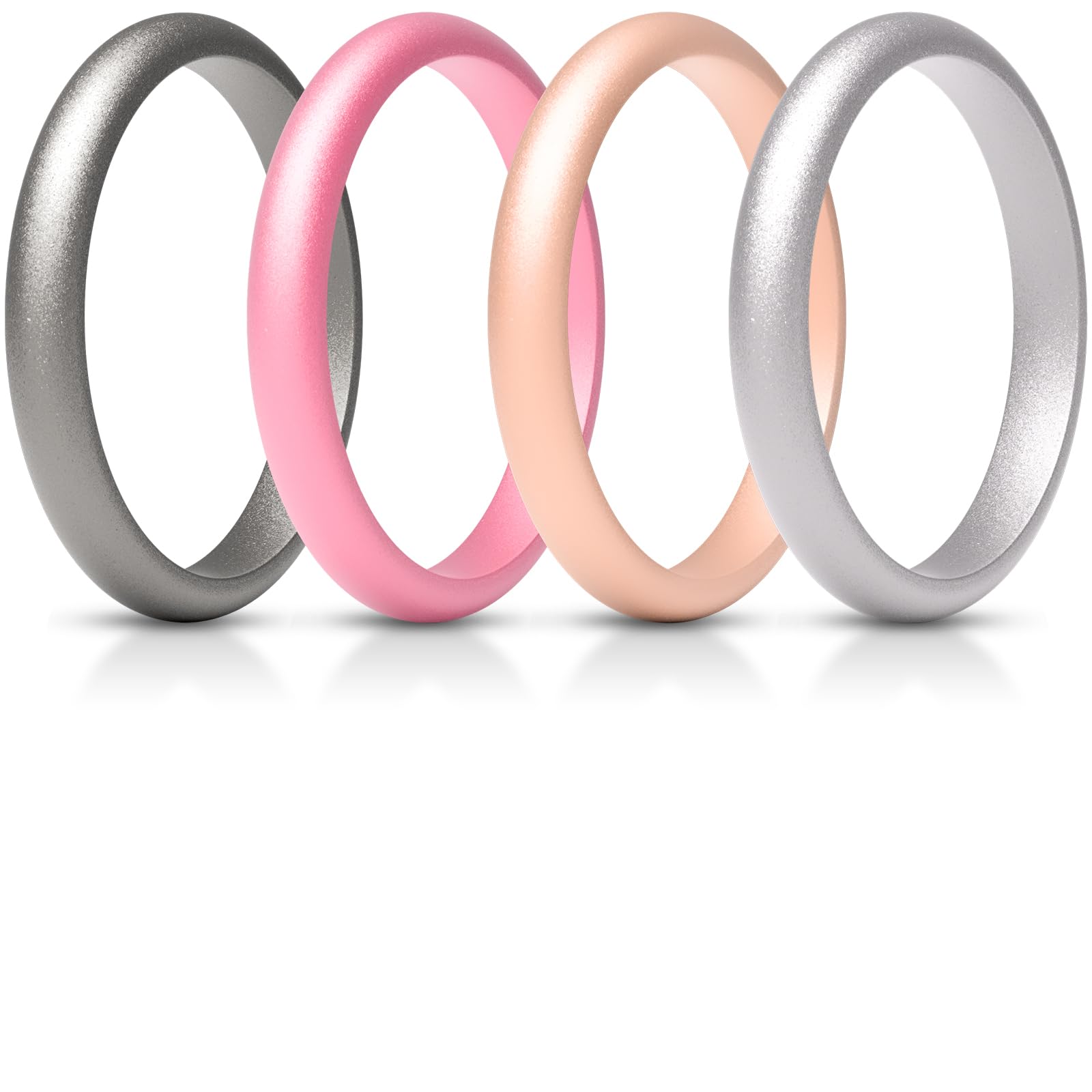 ThunderFit Women's Silicone Wedding Ring Sets, Thin and Stackable Rubber Wedding Bands, 2.6mm Wide, 2.1mm Thick, Variety Multipack 1/4/6/7/8/9