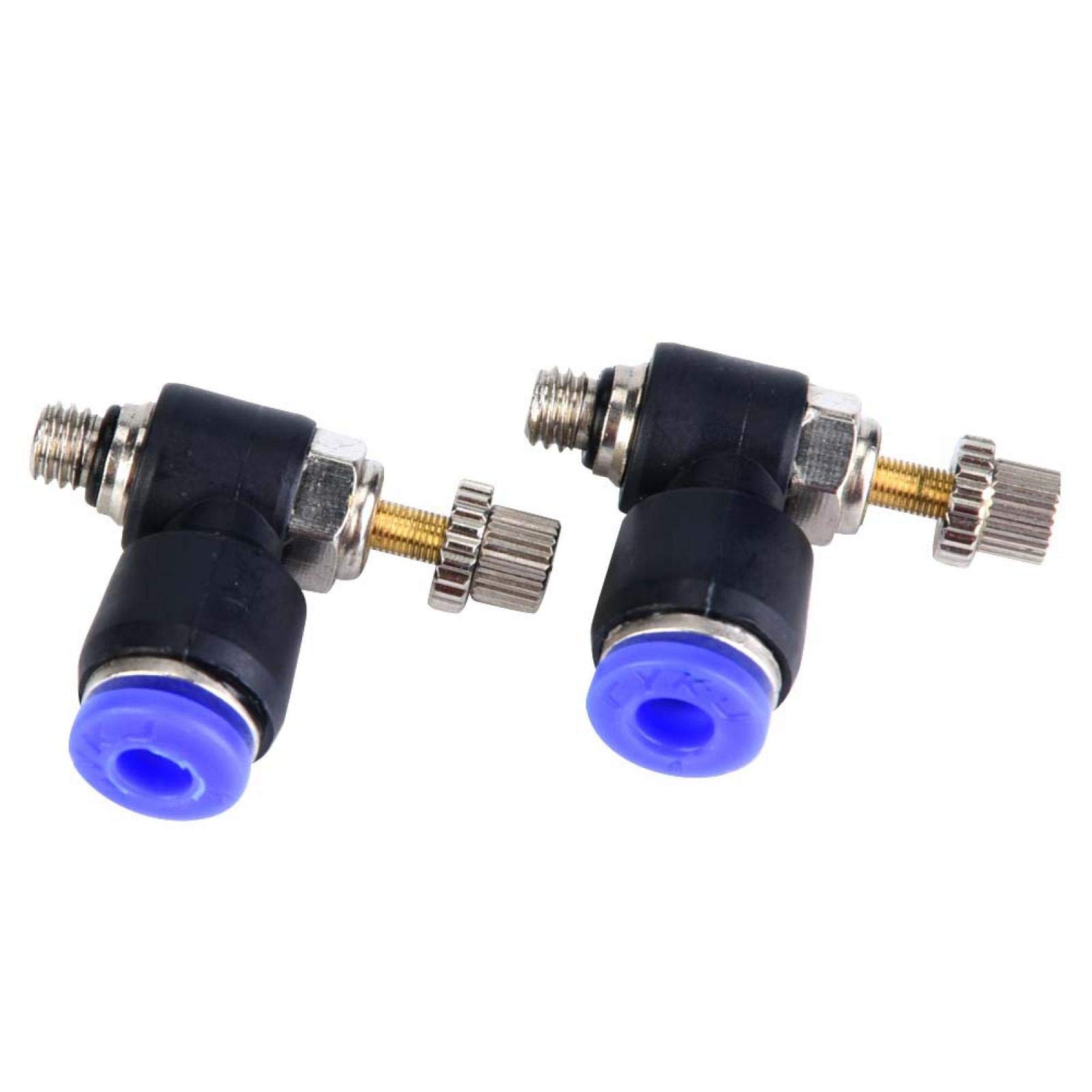 2 Raccords Pneumatiques Rapides SL6-M5 - Cuivre/Plastique - Régulateur Débit Air