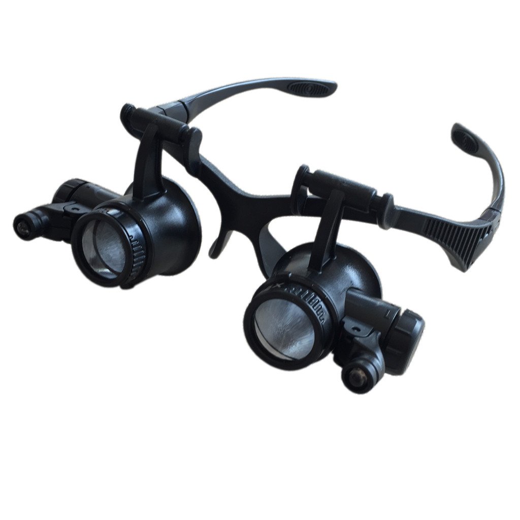 Lunettes jumelles loupes 10x 15x 20x 25x pour réparation de montre Avec éclairage LED