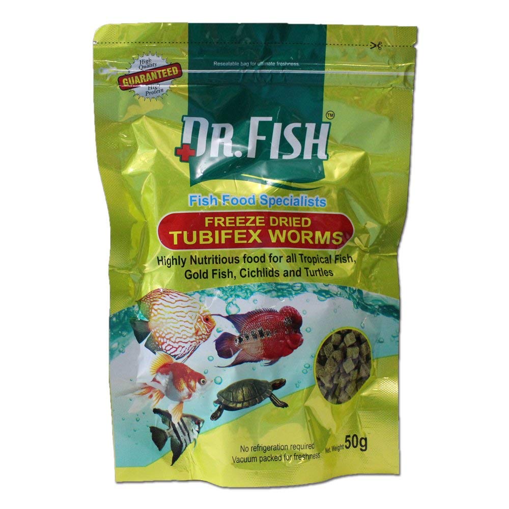 Dr. Fish Freeze Dried Tubifex Worms Fish Food (Freeze DriedCubes)_50gm