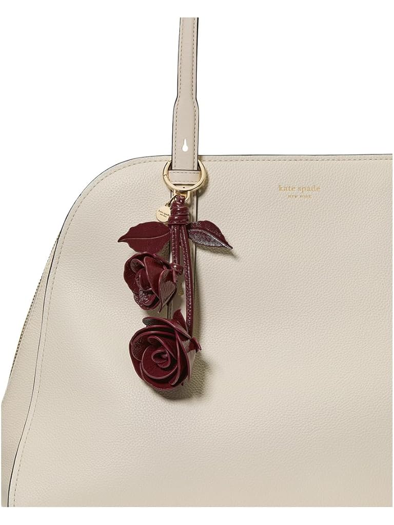 Red Kate Spade New York Charmed Crinkle Patent Leather Stacked Rose Bag Charm