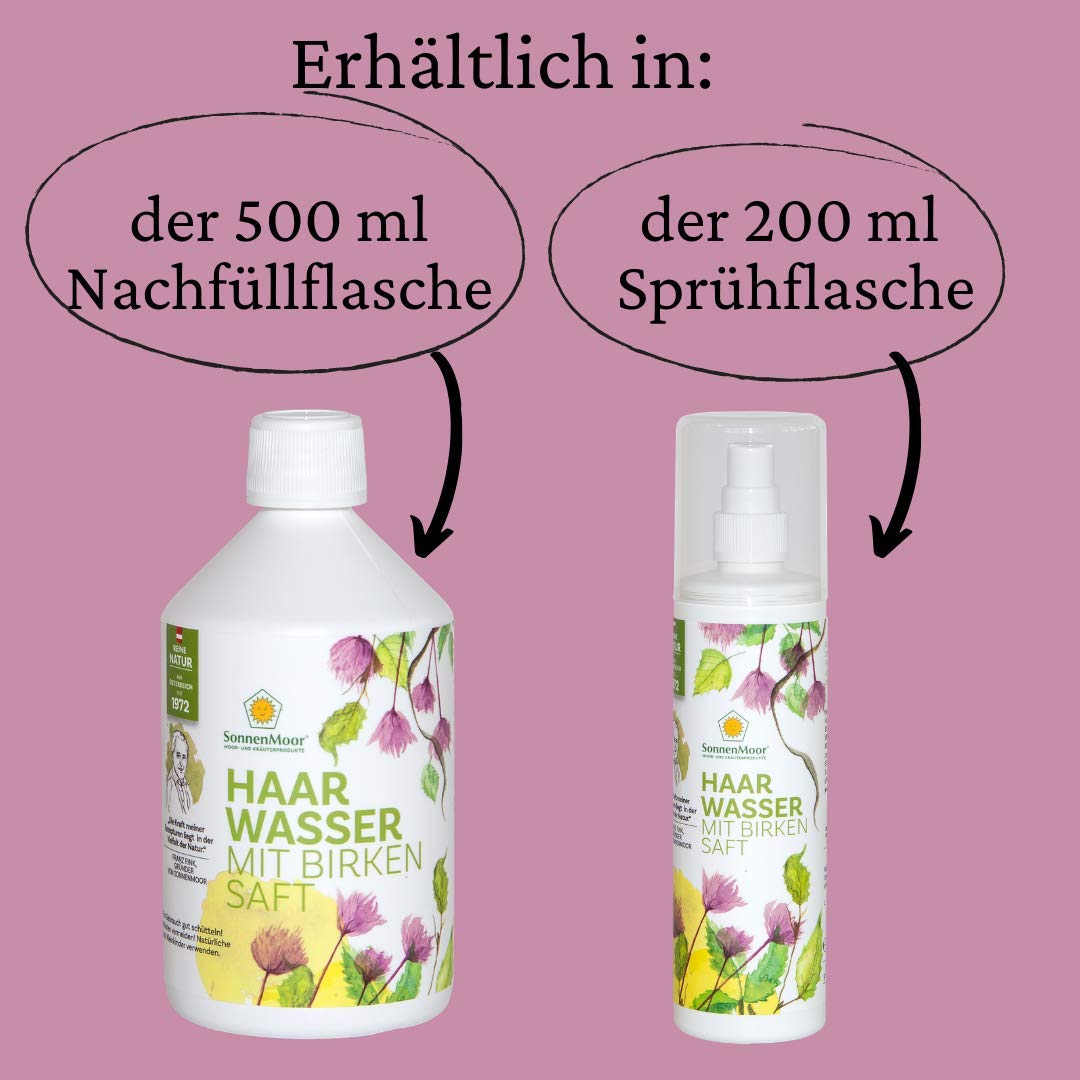 Natürliches Haarwasser 200 ml mit Birkensaft vom österreichischen Familienbetrieb SonnenMoor