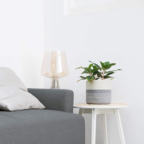 Miniatura 2 de Dahey Cesta de almacenamiento tejida de cuerda de algodón de yute para macetas de hasta 7 pulgadas, 7.5 x 8 pulgadas, cubierta decorativa para