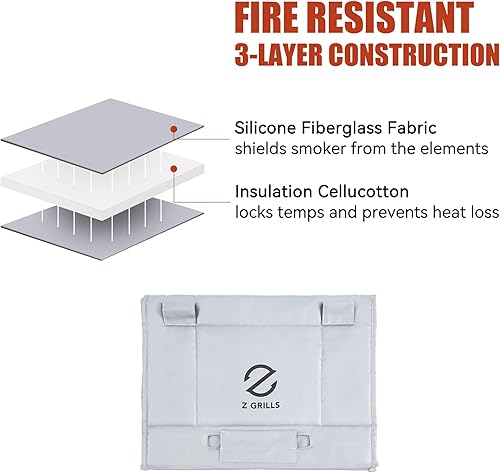 Miniatura 3 de Z GRILLS Manta de aislamiento térmico resistente al fuego de 3 capas para una mejor preservación de la temperatura, ahorro de pellets, resistencia a